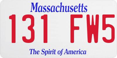 MA license plate 131FW5