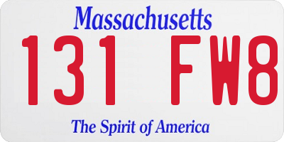 MA license plate 131FW8