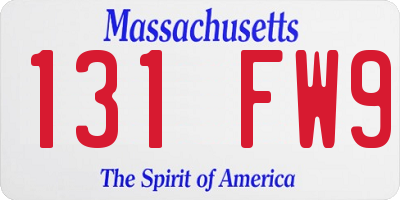 MA license plate 131FW9
