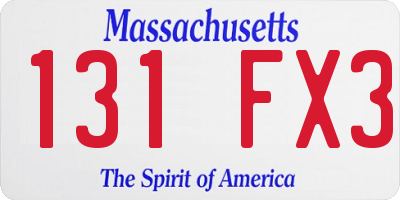 MA license plate 131FX3