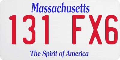 MA license plate 131FX6