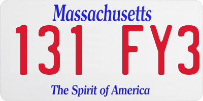 MA license plate 131FY3