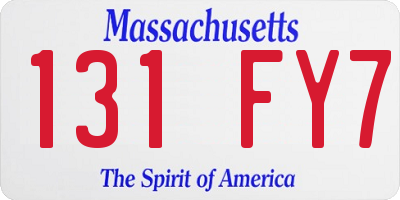 MA license plate 131FY7