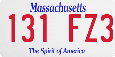 MA license plate 131FZ3