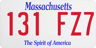 MA license plate 131FZ7
