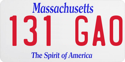 MA license plate 131GA0