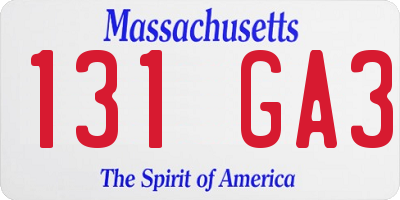 MA license plate 131GA3