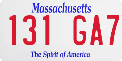 MA license plate 131GA7