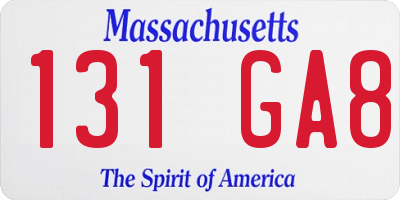 MA license plate 131GA8