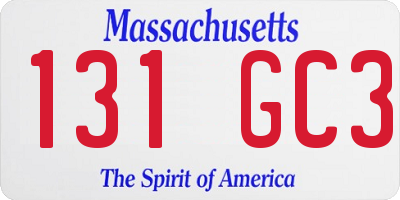 MA license plate 131GC3