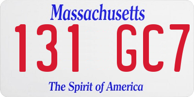 MA license plate 131GC7