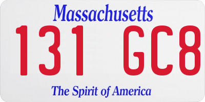 MA license plate 131GC8