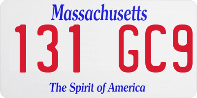 MA license plate 131GC9