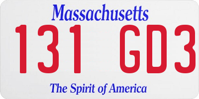 MA license plate 131GD3