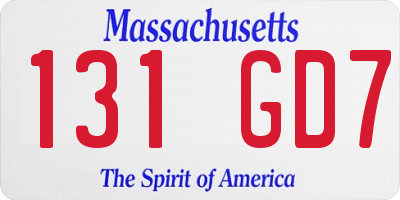 MA license plate 131GD7