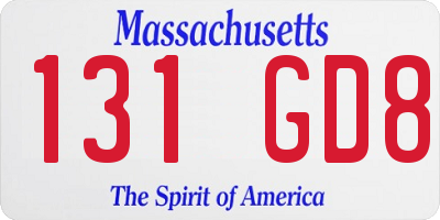 MA license plate 131GD8