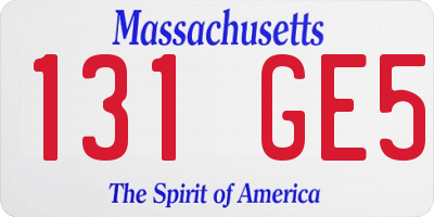 MA license plate 131GE5