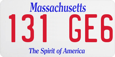 MA license plate 131GE6