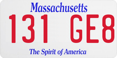 MA license plate 131GE8