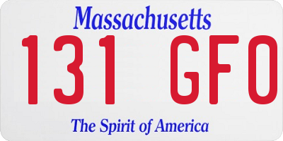 MA license plate 131GF0