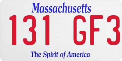 MA license plate 131GF3