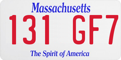 MA license plate 131GF7