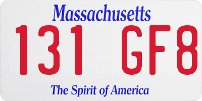 MA license plate 131GF8