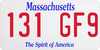 MA license plate 131GF9