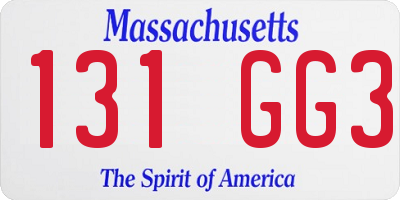 MA license plate 131GG3