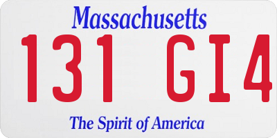 MA license plate 131GI4