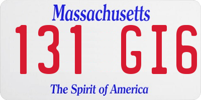 MA license plate 131GI6