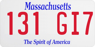 MA license plate 131GI7
