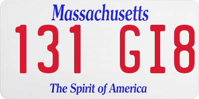 MA license plate 131GI8