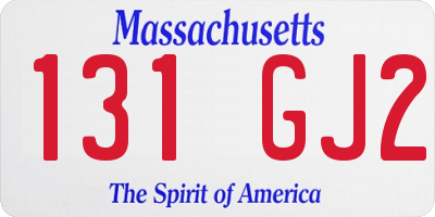 MA license plate 131GJ2
