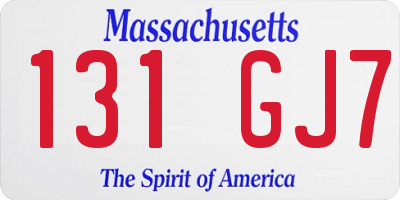 MA license plate 131GJ7