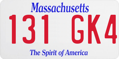 MA license plate 131GK4