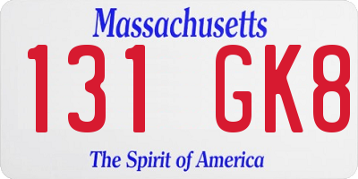 MA license plate 131GK8