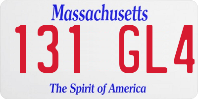 MA license plate 131GL4