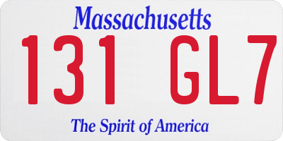 MA license plate 131GL7