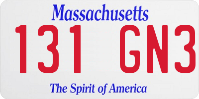 MA license plate 131GN3