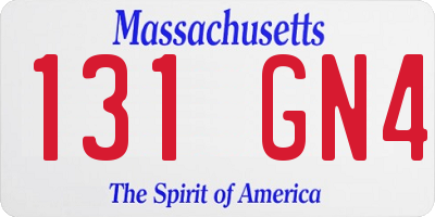 MA license plate 131GN4