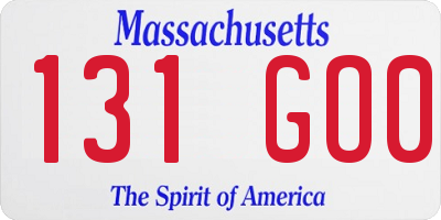 MA license plate 131GO0