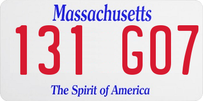 MA license plate 131GO7