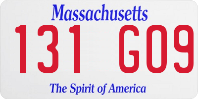 MA license plate 131GO9
