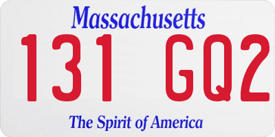 MA license plate 131GQ2
