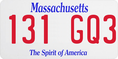 MA license plate 131GQ3