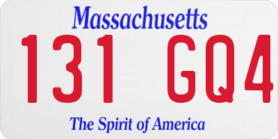 MA license plate 131GQ4