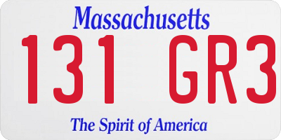 MA license plate 131GR3