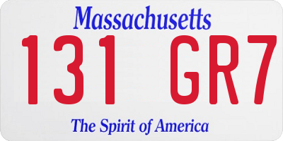 MA license plate 131GR7