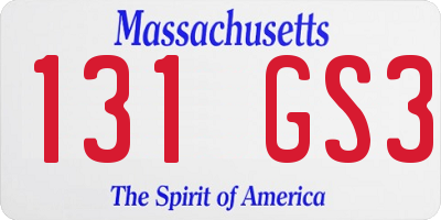 MA license plate 131GS3
